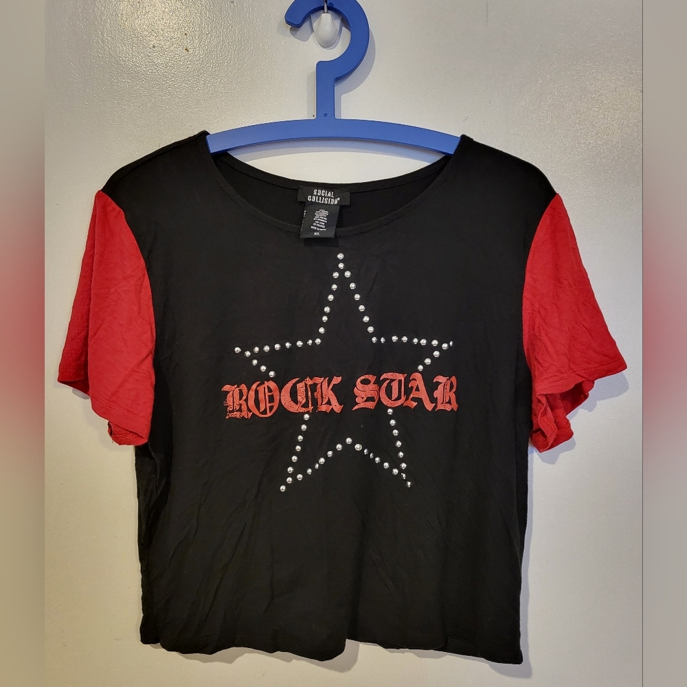 Rock Star Black and Red Crop Top